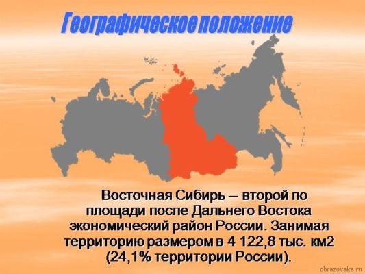 Східна Сибір – коротка характеристика (8 клас), географічне розташування і протяжність