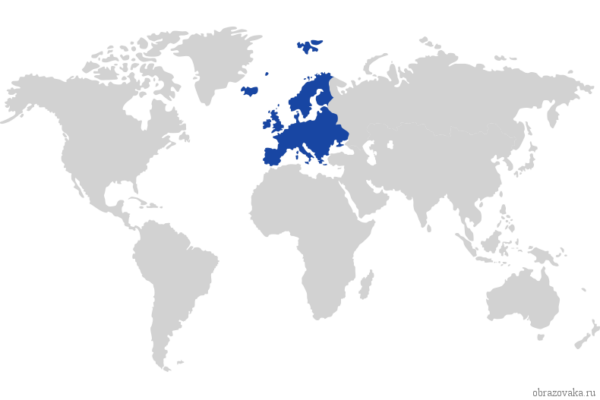Карта Зарубіжної Європи – атлас країн зі столицями (10 11 клас), географічне положення, регіони і межі