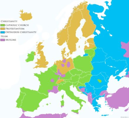 Релігії Зарубіжної Європи, релігійний склад населення