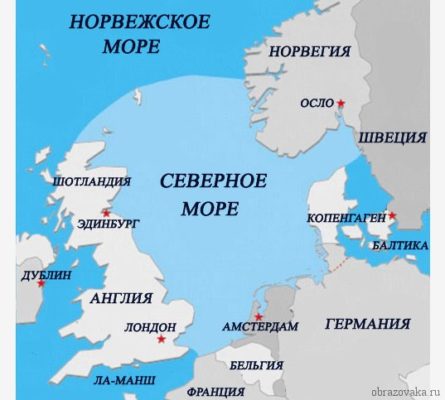 Північне море на карті світу – короткий опис, які країни омиває узбережжя