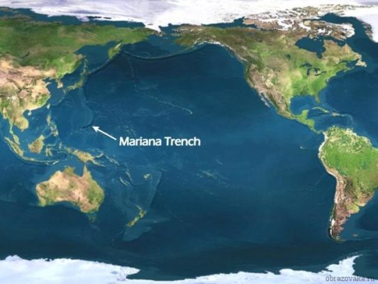 Найглибша западина в світовому океані – точка місця з макимальной глибиною на карті